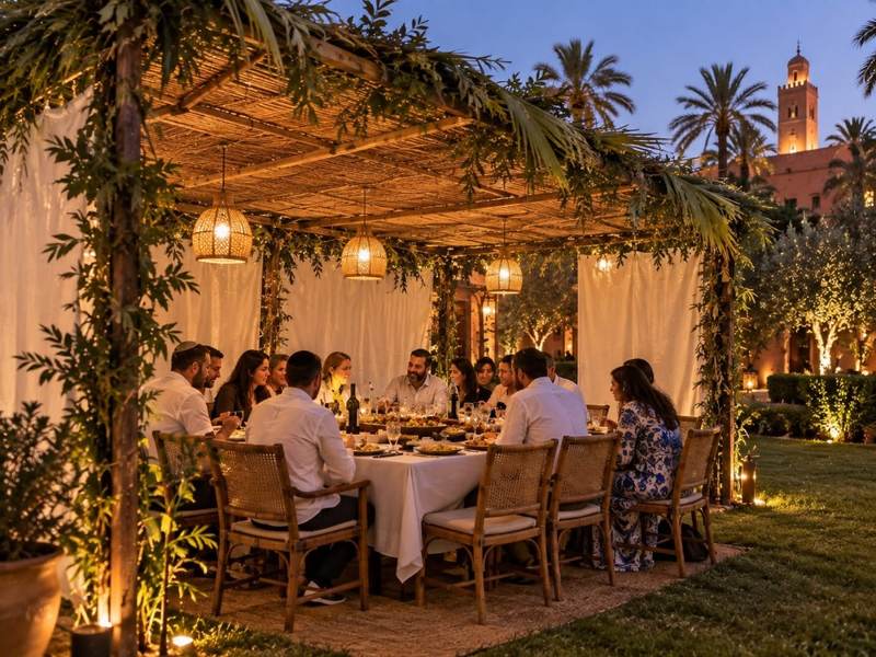 Soucca dans le jardin d’une villa à Marrakech